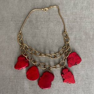 Anthropologie Red Stone Necklace